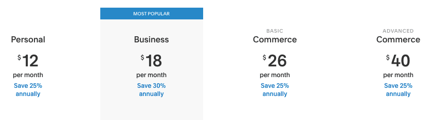 pricing table guide for Squarespace websites for ecommerce