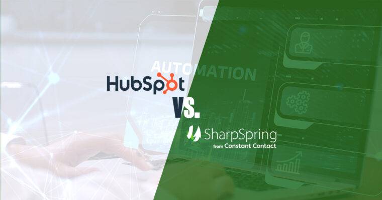 Image-of-CRM-wiht-text-overlay-of-Hubspot-vs-SharpSpring: CRM, automation and email marketing platforms