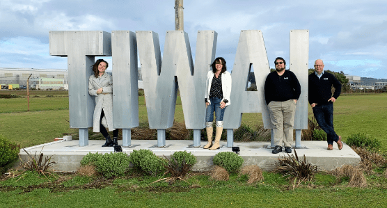 Back9 Creative team at Tiwai Point sign