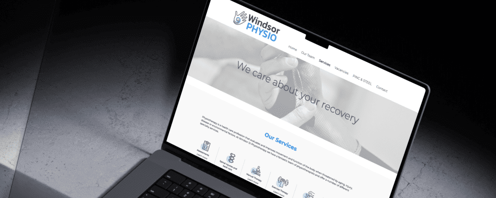 Windsor Physio Website displayed on a Laptop