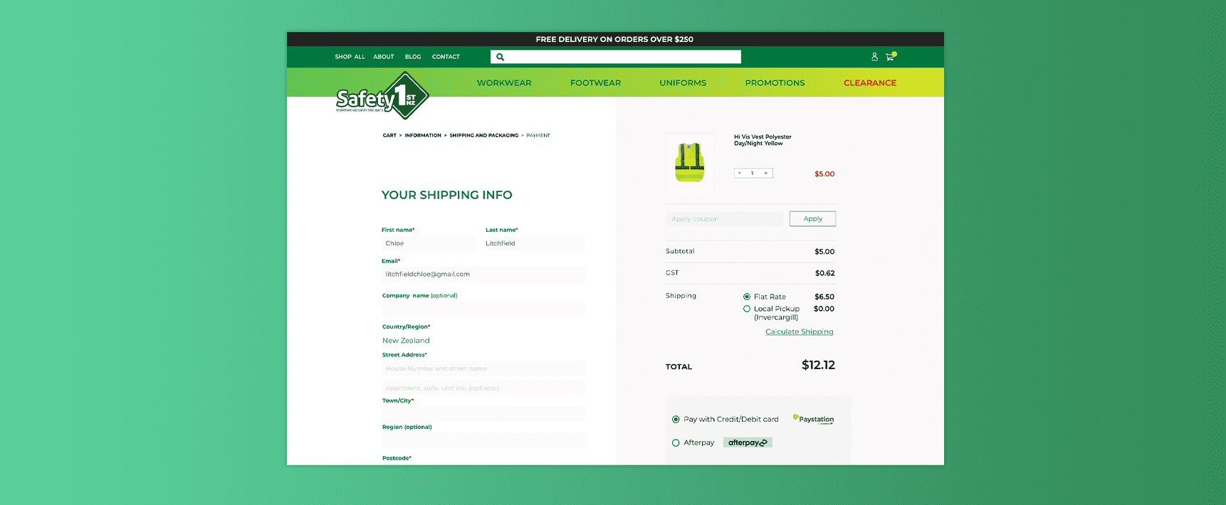 Safety 1St Nz Ecommerce Checkout Example