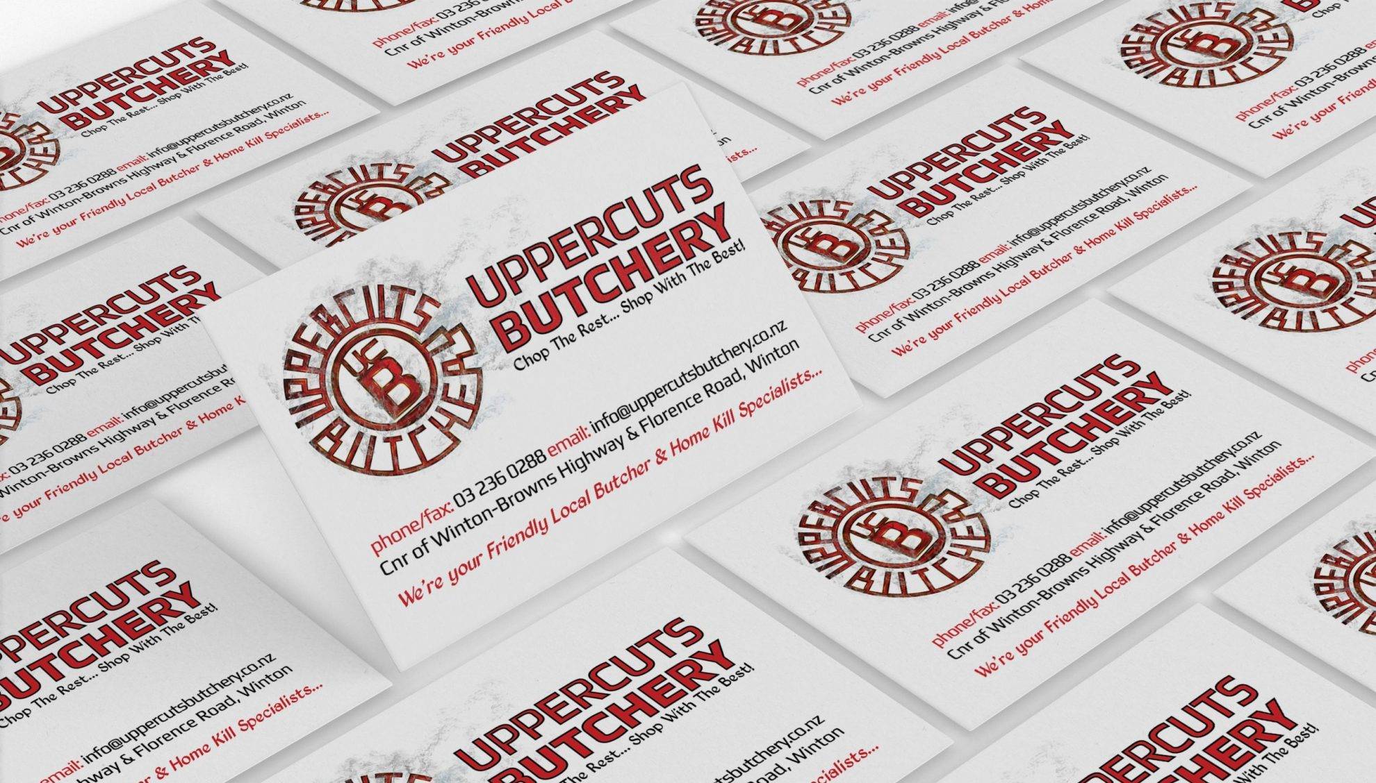 Mock Ups Of Uppercuts Butchery Business Cards