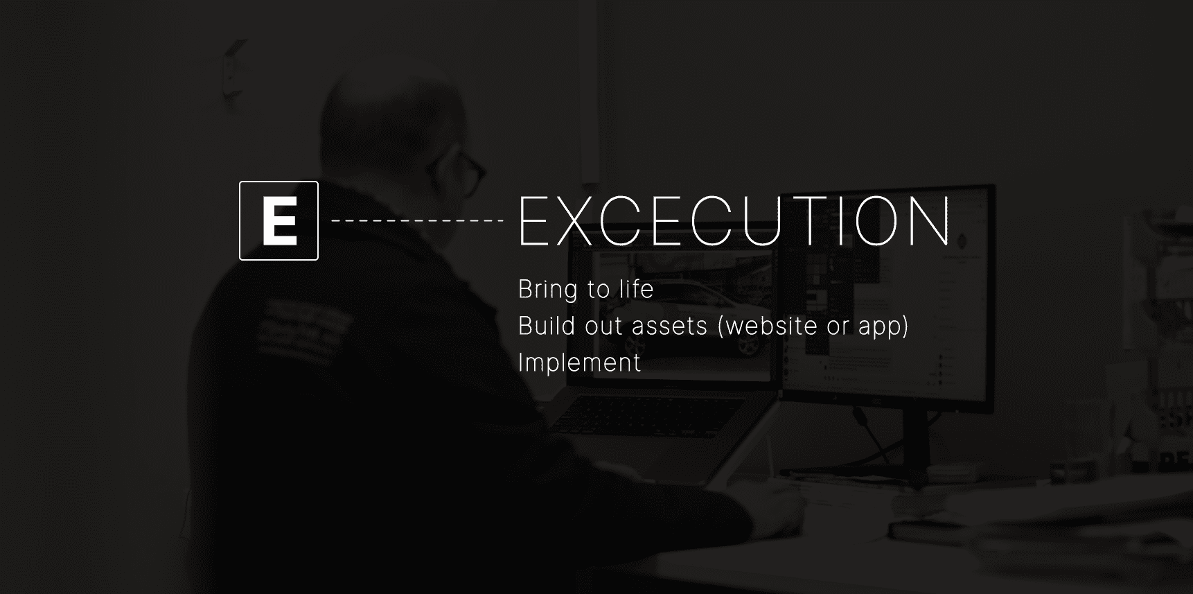 Execute Banner with white text on black background from Back9 Creative IDEA framework