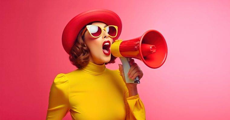 Woman-with-megaphone-demonstaring-outbound-marketing-is-a-waste-of-money