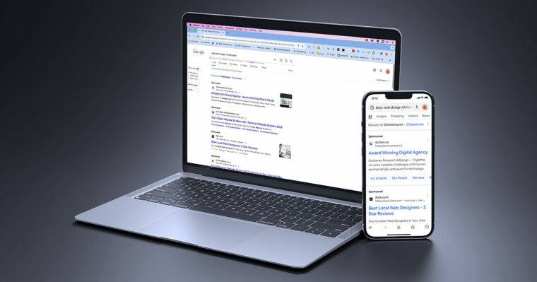 Google-Search-On-Laptop-And-Phone-For-Best-Web-Design-Christchurch