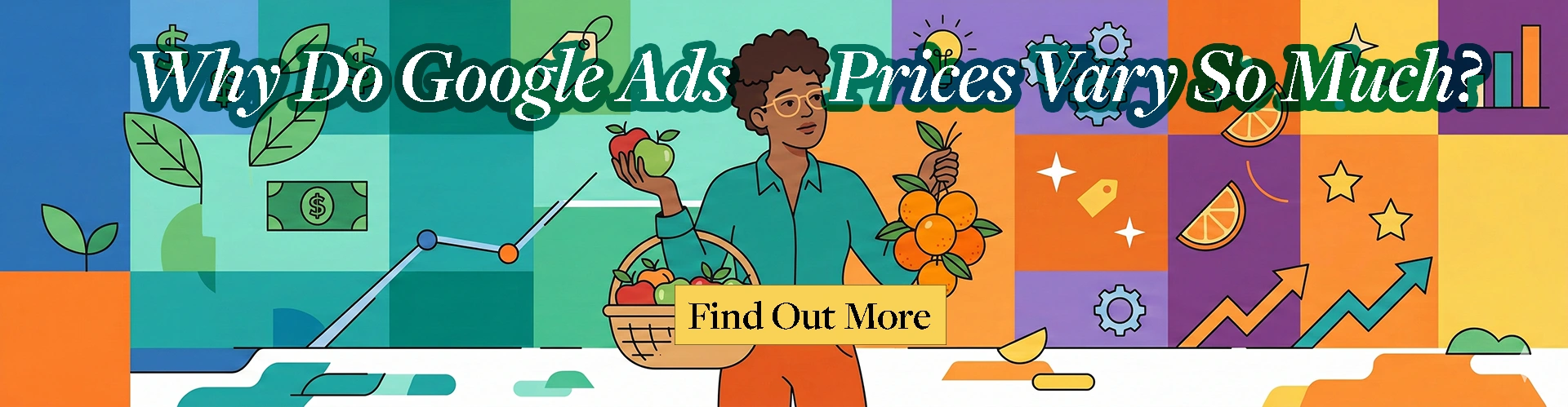 Stylised-Image-Of-A-Woman-Comparing-Apples-With-Oranges-As-A-Metaphor-On-Why-Google-Ads-Prices-Vary-So-Much
