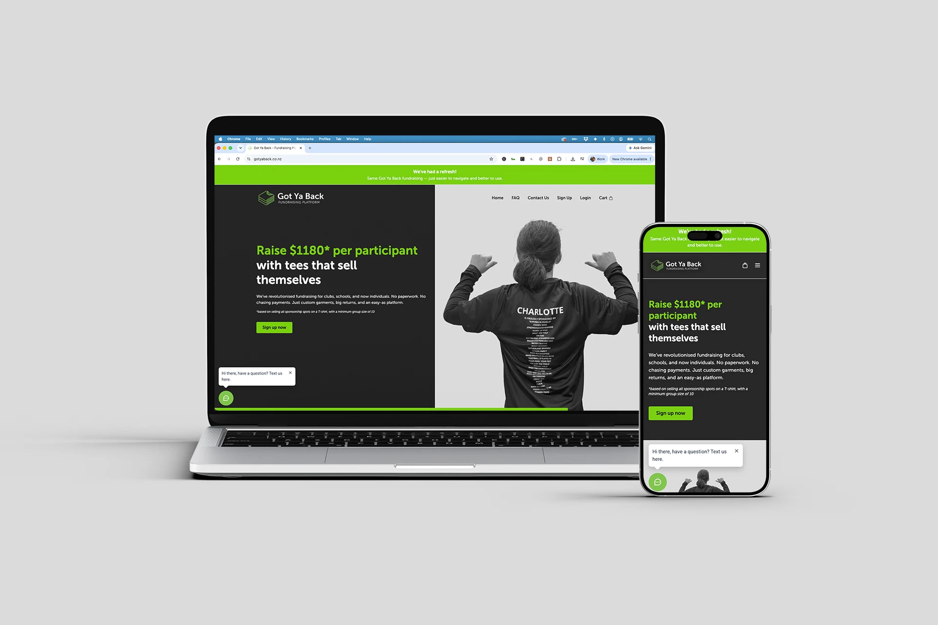 Mock Up Of Got Ya Back Fundraising Platform Built By Back9Digital