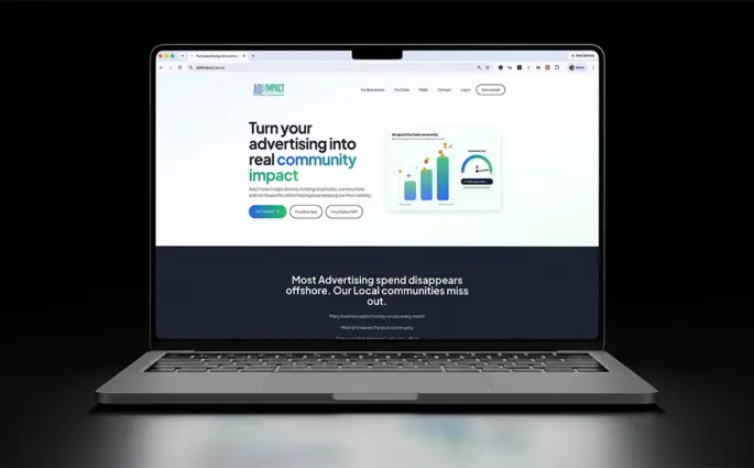 Homepage-On-Laptop-Of-Add-Impact Platform